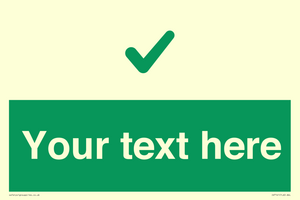 Custom green background, green tick sign